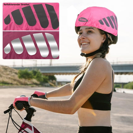 Reflective Bicycle Helmet Cover, Universal Wind and Water Resistant, Compatible with All Brands, Pink.