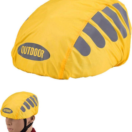 Reflective Bicycle Helmet Cover, Universal Fit, Wind and Water Resistant, Yellow.