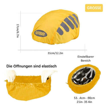 Reflective Bicycle Helmet Cover, Universal Fit, Wind and Water Resistant, Yellow.