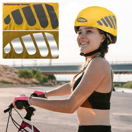 Reflective Bicycle Helmet Cover, Universal Fit, Wind and Water Resistant, Yellow.