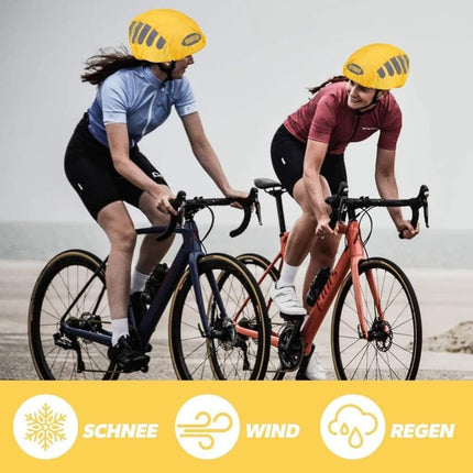 Reflective Bicycle Helmet Cover, Universal Fit, Wind and Water Resistant, Yellow.