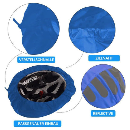 Reflective Bicycle Helmet Cover, Wind and Water Resistant, Universal Fit, Blue.