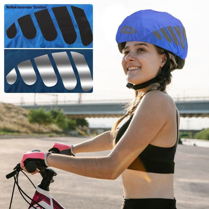 Reflective Bicycle Helmet Cover, Wind and Water Resistant, Universal Fit, Blue.