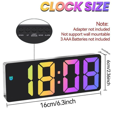 6.7 Inch LED Alarm Clock with Dimmable Display and Temperature, Large Electronic Digital Clock.
