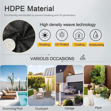 Black Sun Sail HDPE 85-90% UV Protection, 200cm x 300cm.