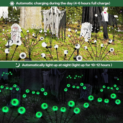 4-Pack Solar Halloween Eye Lights for Garden and Patio Decoration, Waterproof, 1/4, Green.