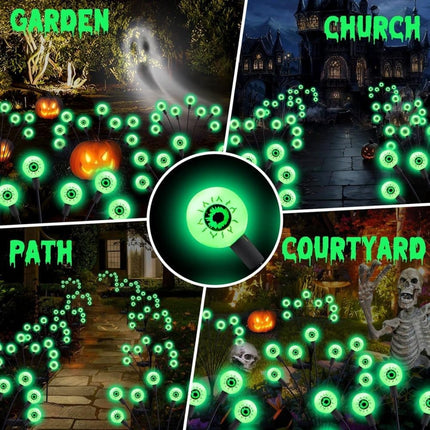 1-Pack Solar Powered Halloween Eye Lights for Garden and Patio Decoration, 1/4, Green.