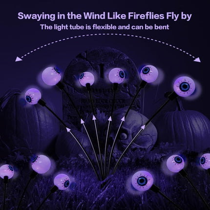 1-Pack Solar Powered Halloween Eye Lights for Garden and Patio Decoration, Waterproof, Purple, 1/4.