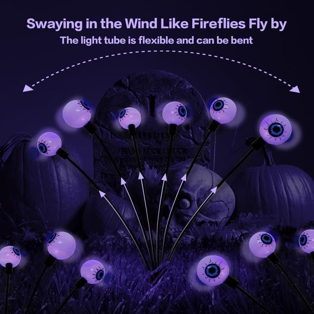 1-Pack Solar Powered Halloween Eye Lights for Garden and Patio Decoration, Waterproof, Purple, 1/4.