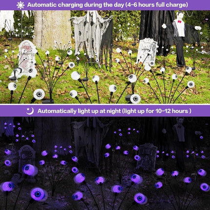 1-Pack Solar Powered Halloween Eye Lights for Garden and Patio Decoration, Waterproof, Purple, 1/4.