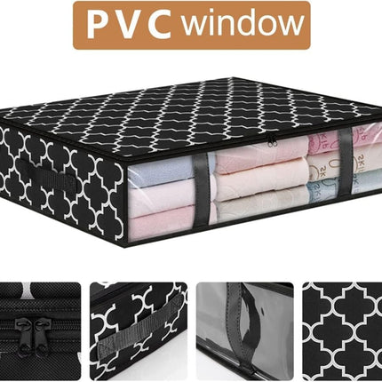 2-Pack Foldable Storage Boxes for Clothes and Blankets, Under-Bed Drawers, Multifunctional Organizer, Black.
