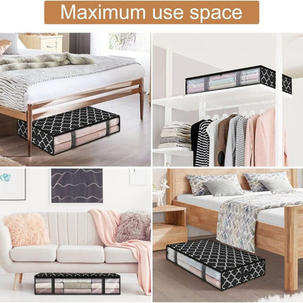 2-Pack Foldable Storage Boxes for Clothes and Blankets, Under-Bed Drawers, Multifunctional Organizer, Black.
