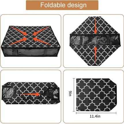 2-Pack Foldable Storage Boxes for Clothes and Blankets, Under-Bed Drawers, Multifunctional Organizer, Black.