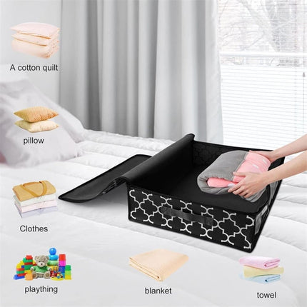 2-Pack Foldable Storage Boxes for Clothes and Blankets, Under-Bed Drawers, Multifunctional Organizer, Black.