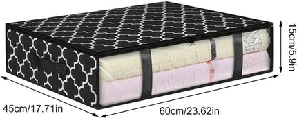 2-Pack Foldable Storage Boxes for Clothes and Blankets, Under-Bed Drawers, Multifunctional Organizer, Black.