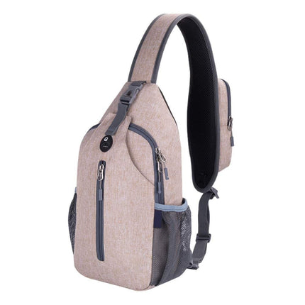 1 Crossbody Chest Backpack with Headphone Jack, Multifunctional Unisex Shoulder Bag for Hiking Travel Climbing, Pink.