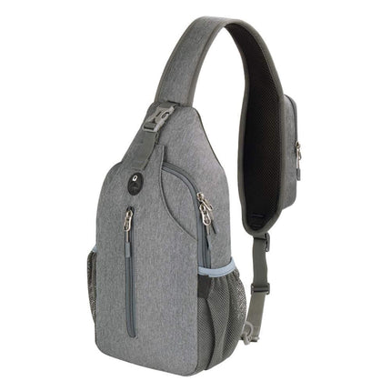 Unisex Multifunctional Shoulder Bag Crossbody Chest Backpack with Headphone Jack for Hiking Travel Climbing, Dark Gray.
