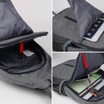 Unisex Multifunctional Shoulder Bag Crossbody Chest Backpack with Headphone Jack for Hiking Travel Climbing, Dark Gray.