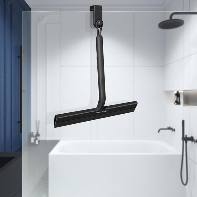 Silicone shower scraper with hook for windows shower door and car window, gray.