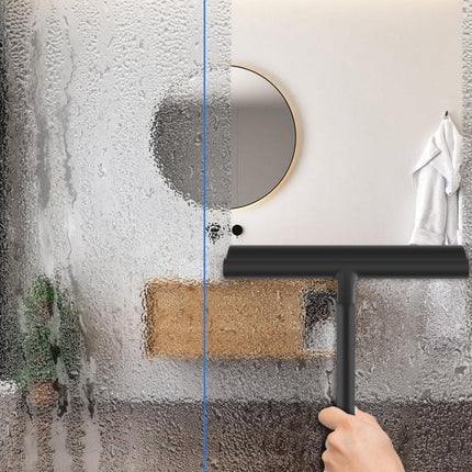 Silicone shower scraper for windows shower doors and car windows, with hook, white.