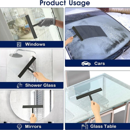 Silicone shower scraper for windows shower doors and car windows, with hook, white.