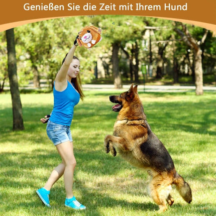 Interactive Plush Dog Toy for Training and Play, Durable Ball Design.