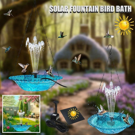 Solar Powered Bird Bath Fountain for Garden and Outdoors, Automatic Solar Waterer, Gray.