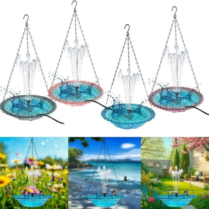 Solar Powered Bird Bath Fountain for Garden and Outdoors, Automatic Solar Waterer, Pink.