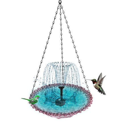 Solar Powered Bird Bath Fountain for Garden and Outdoors, Automatic Water Feature, Decorative Bird Waterer, Purple.