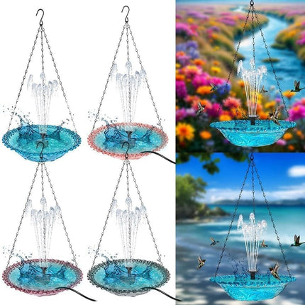 Solar Powered Bird Bath Fountain for Garden and Outdoors, Automatic Water Feature, Decorative Bird Waterer, Purple.