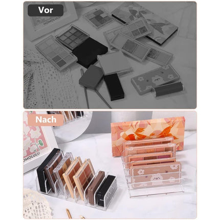 2-Pack Acrylic Makeup Organizer with 7 Compartments for Eyeshadow, 17×12.5×4cm, Perfect for Vanity and Dressing Tables.