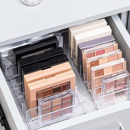 2-Pack Acrylic Makeup Organizer with 7 Compartments for Eyeshadow, 17×12.5×4cm, Perfect for Vanity and Dressing Tables.