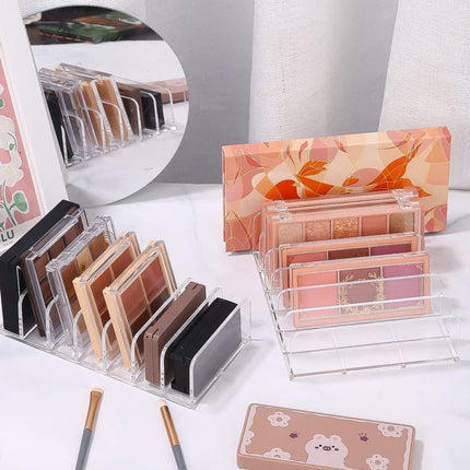 2-Pack Acrylic Makeup Organizer with 7 Compartments for Eyeshadow, 17×12.5×4cm, Perfect for Vanity and Dressing Tables.
