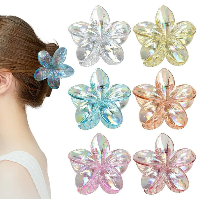 6-Pack Non-Slip Flower Hair Clips, with Flowers.