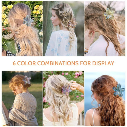 6-Pack Non-Slip Flower Hair Clips, with Flowers.