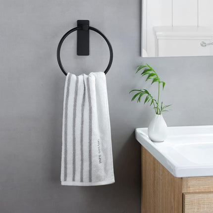 Stainless Steel Towel Rack, Drill-Free Assembly, Durable Modern Bathroom Design, Black.