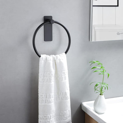 Stainless Steel Towel Rack, Drill-Free Assembly, Durable Modern Bathroom Design, Black.