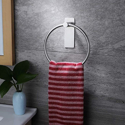 Stainless Steel Towel Rack Drill-Free Assembly Durable Modern Bathroom Organizer, Silver.