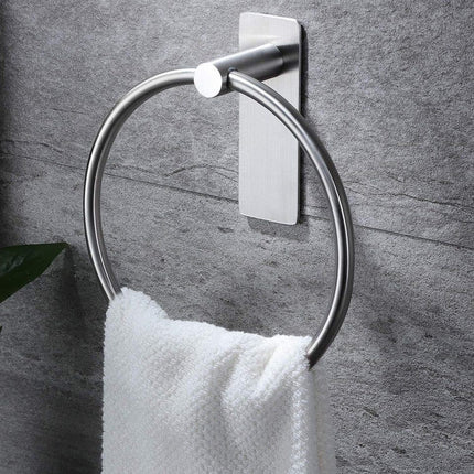 Stainless Steel Towel Rack Drill-Free Assembly Durable Modern Bathroom Organizer, Silver.