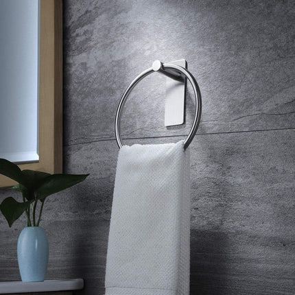 Stainless Steel Towel Rack Drill-Free Assembly Durable Modern Bathroom Organizer, Silver.