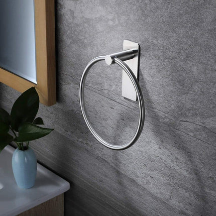 Stainless Steel Towel Rack Drill-Free Assembly Durable Modern Bathroom Organizer, Silver.
