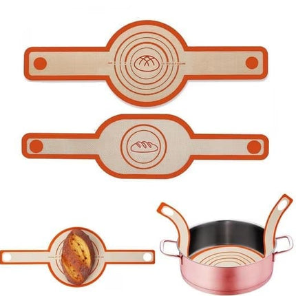 2-Pack Nonstick Silicone Baking Mat with Long Handles, Red.