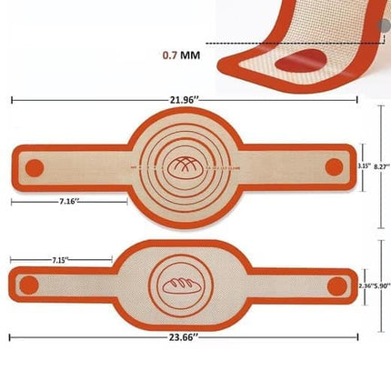 2-Pack Nonstick Silicone Baking Mat with Long Handles, Red.