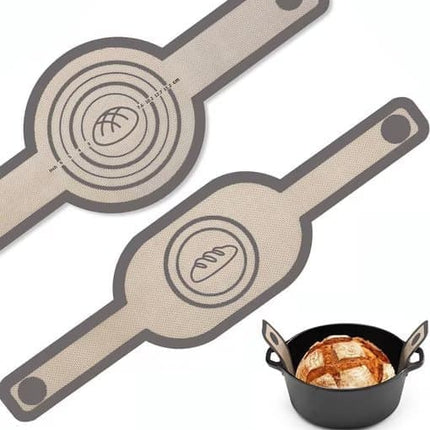 2-Pack Nonstick Silicone Baking Mat with Long Handles, Gray.