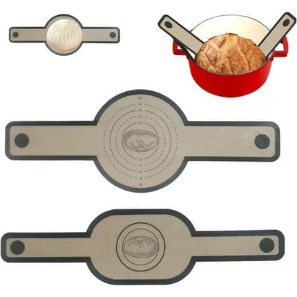 2-Pack Nonstick Silicone Baking Mat with Long Handles, Gray.
