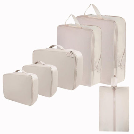 6-Piece Waterproof Travel Storage Bags Organizer for Suitcase, Wood, Compatible with Travel and Vacation.