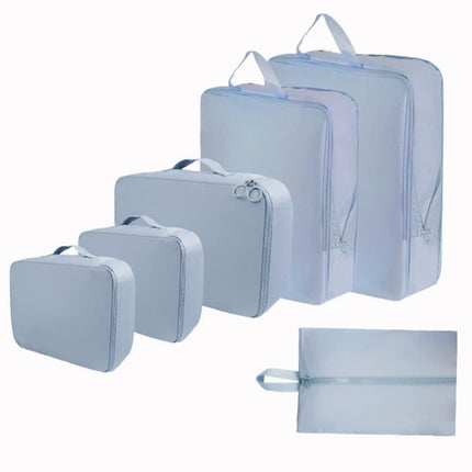 6-Piece Waterproof Travel Storage Bags Organizer, Blue, Compatible with Suitcase.