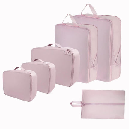 6-Piece Waterproof Travel Storage Bags Organizer, Pink, Compatible with All Brands.