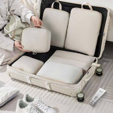 6-Piece Waterproof Travel Storage Bags Organizer for Suitcase, Gray, Compatible with Travel and Vacation.