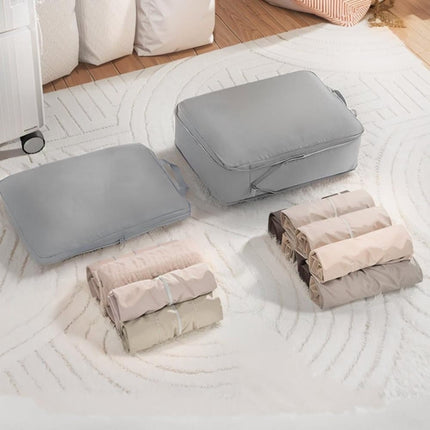 6-Piece Waterproof Travel Storage Bags Organizer for Suitcase, Gray, Compatible with Travel and Vacation.